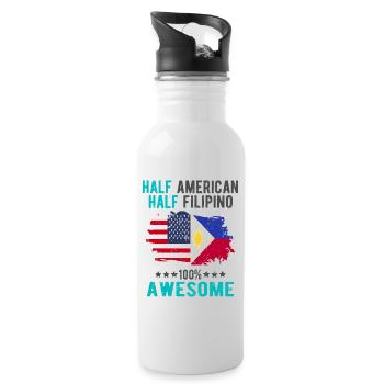 Half American Half Filipino - Water bottle with straw - white - Right