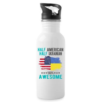 Halb Amerikaner Halb Ukrainer - Trinkflasche mit integriertem Trinkhalm - Weiß - Rechts