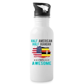 Half American Half Ugandan - Water bottle with straw - white - Right