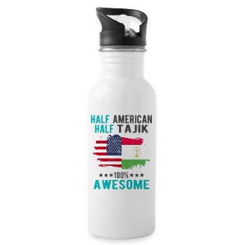 Half American Half Tajiks - Water bottle with straw - white - Right