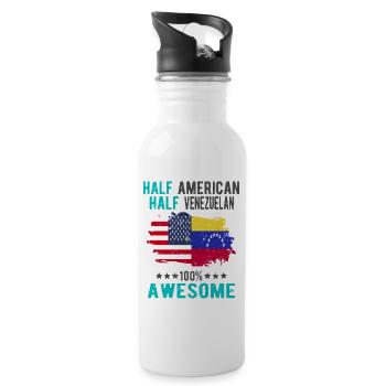 Half American Half Venezuelan - Water bottle with straw - white - Right