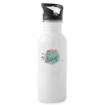 Dude Be Kind No Bullying - Trinkflasche mit integriertem Trinkhalm - Weiß - Rechts