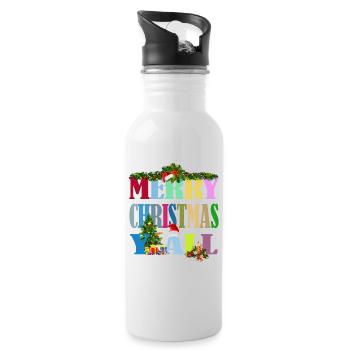 Schöner Fröhliche Weihnachten für alle Spruch - Trinkflasche mit integriertem Trinkhalm - Weiß - Rechts