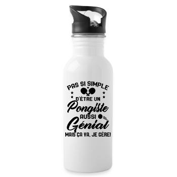 Pongiste génial Humour Cadeau Ping Pong - Gourde avec paille intégrée - blanc - Droite