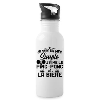 Mec simple j'aime le ping-pong et l'apéro Cadeau - Gourde avec paille intégrée - blanc - Droite