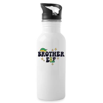 Brother Elf Matching Family Christmas Group Xmas - Water bottle with straw - white - Right
