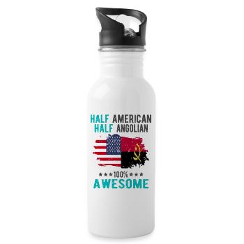 Halb Amerikaner Halb Angolier - Trinkflasche mit integriertem Trinkhalm - Weiß - Rechts
