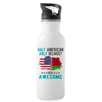 Half American Half Belarusian - Water bottle with straw - white - Right