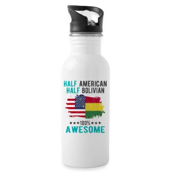 Halb Amerikaner Halb Bolivianer - Trinkflasche mit integriertem Trinkhalm - Weiß - Rechts