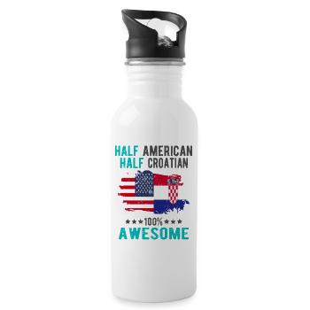 Half American, half Croat - Water bottle with straw - white - Right