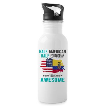 Halb Amerikaner Halb Ecuadorianer - Trinkflasche mit integriertem Trinkhalm - Weiß - Rechts