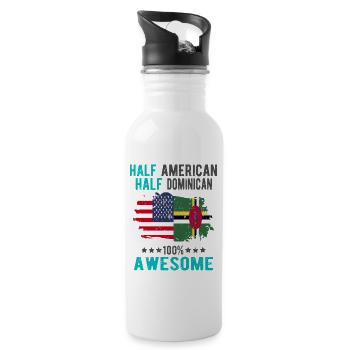 Half American Half Dominican - Water bottle with straw - white - Right