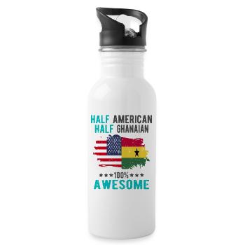 Halb Amerikaner Halb Ghanese - Trinkflasche mit integriertem Trinkhalm - Weiß - Rechts