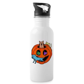 Halloween pumpkin with cats - Water bottle with straw - white - Right