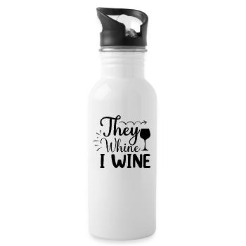 Sie Weinen Ich Wein - Trinkflasche mit integriertem Trinkhalm - Weiß - Rechts