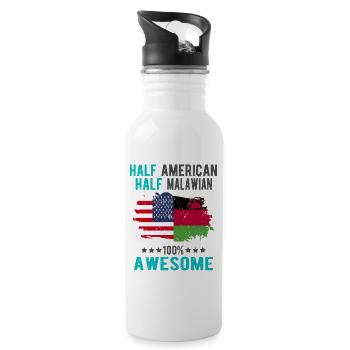Half American Half Malawi - Water bottle with straw - white - Right