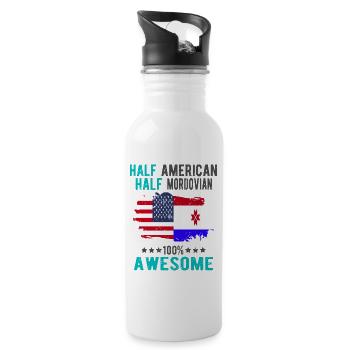 Half American Half Mordvins - Water bottle with straw - white - Right