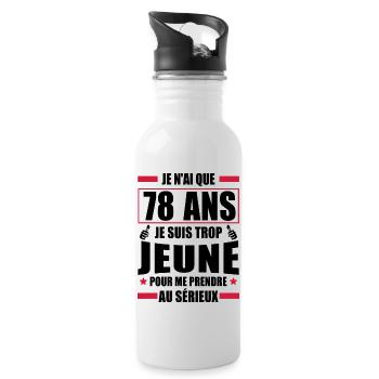 je n ai que 78 ans / humour anniversaire 78 ans - Gourde avec paille intégrée - blanc - Droite