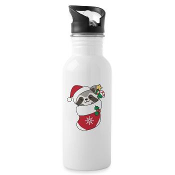 Raccoon Christmas Snow Winter Raccoons - Water bottle with straw - white - Right