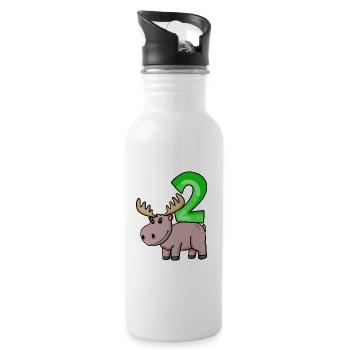 2 Jahre alt - 2 Geburtstag - Ich bin 2 - Trinkflasche mit integriertem Trinkhalm - Weiß - Rechts