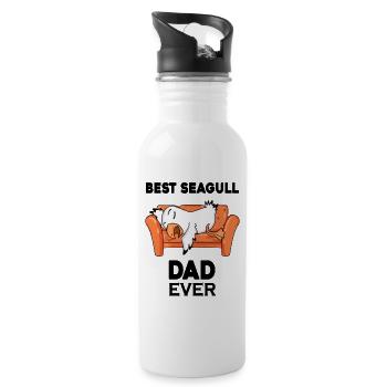 Daddy Daddy North Sea Best Seagull Dad - Water bottle with straw - white - Right