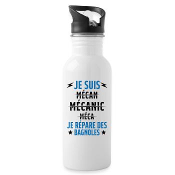 Je suis un Super Mecanicien - idée cadeau - Gourde avec paille intégrée - blanc - Droite