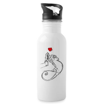 Caméléon Lézard Caméléon Dames Enfants - Gourde avec paille intégrée - blanc - Droite