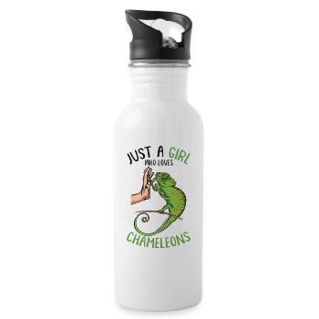 Chameleon Mädchen - Trinkflasche mit integriertem Trinkhalm - Weiß - Rechts