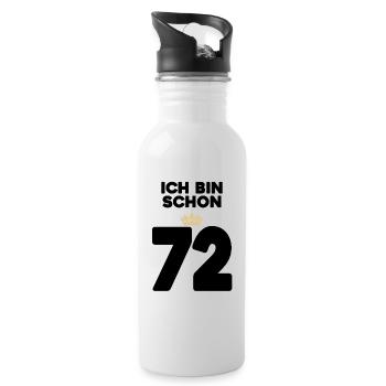 72 Geburtstag - 72 Jahre mit Krone - Trinkflasche mit integriertem Trinkhalm - Weiß - Rechts