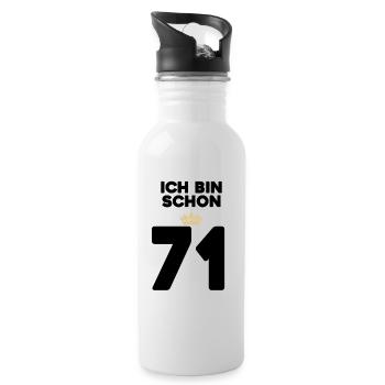 71 Geburtstag - 71 Jahre mit Krone - Trinkflasche mit integriertem Trinkhalm - Weiß - Rechts