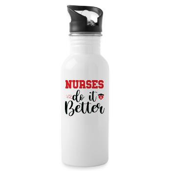 NURSES DO IT BETTER - Water bottle with straw - white - Right