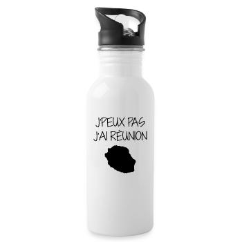 Réunion / 974 / Réunionnais / Réunionnaise - Gourde avec paille intégrée - blanc - Droite