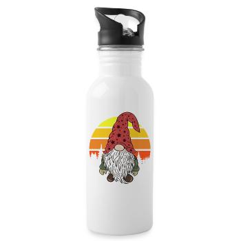 Weihnachtszwerg Gnome Vintage - Trinkflasche mit integriertem Trinkhalm - Weiß - Rechts