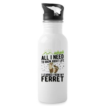 Frettchen Spruch Ferret - Trinkflasche mit integriertem Trinkhalm - Weiß - Rechts