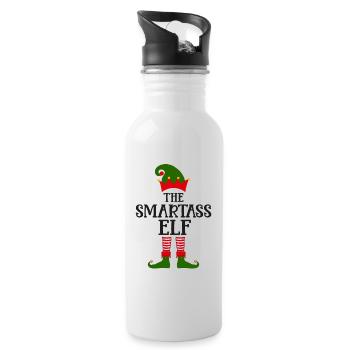 The clever shit elf Ugly Christmas - Water bottle with straw - white - Right