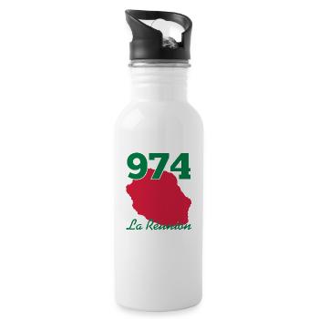 Réunion / 974 / Réunionnais / Réunionnaise - Gourde avec paille intégrée - blanc - Droite