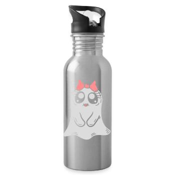 Comic Little Ghost Girl - Water bottle with straw - silver - Right