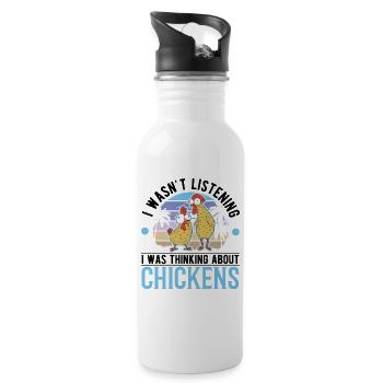 Poulets Élevage de poulets Éleveur de poulet - Gourde avec paille intégrée - blanc - Droite