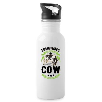 Vache Éleveur de bovins Fermier Vaches Fermier - Gourde avec paille intégrée - blanc - Droite