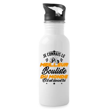 Meilleur Bouliste Humour Pétanque Homme Cadeau - Gourde avec paille intégrée - blanc - Droite