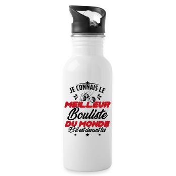 Meilleur Bouliste Humour Pétanque Homme Cadeau - Gourde avec paille intégrée - blanc - Droite
