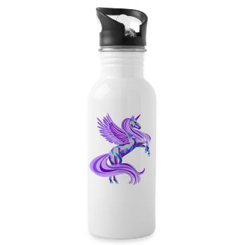 Zauberhaftes Einhorn in lila - Trinkflasche mit integriertem Trinkhalm - Weiß - Rechts