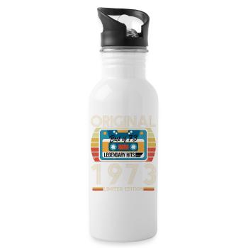 Vintage Geburtstagsgeschenk 1973 Limited Edition - Trinkflasche mit integriertem Trinkhalm - Weiß - Rechts