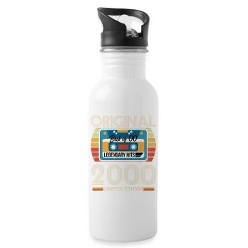 Vintage 2000 Original Geburtstagsgeschenk - Trinkflasche mit integriertem Trinkhalm - Weiß - Rechts