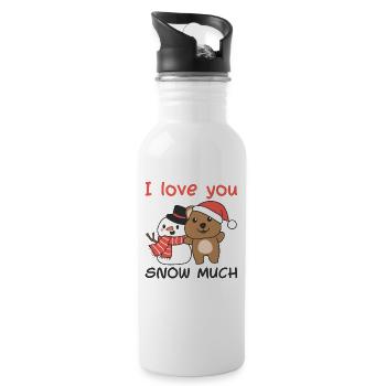 Quokka I love you snow much snowman pun - Water bottle with straw - white - Right