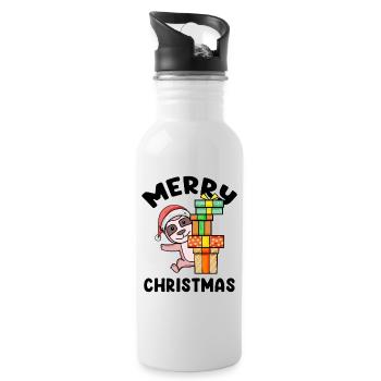 Joyeux Noël paresseux avec cadeaux - Gourde avec paille intégrée - blanc - Droite