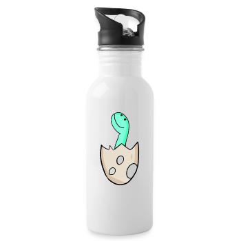 Dinosaurier Ei Dino Motiv - Trinkflasche mit integriertem Trinkhalm - Weiß - Rechts