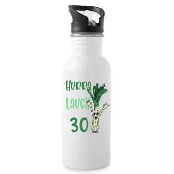 Hurra der Lauch wird 30 - Trinkflasche mit integriertem Trinkhalm - Weiß - Rechts