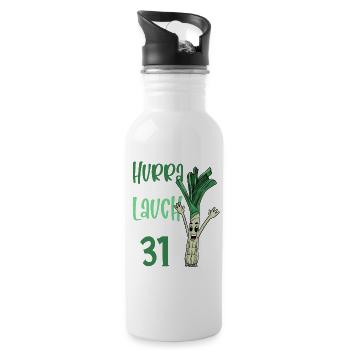 Hurra der Lauch wird 31 - Trinkflasche mit integriertem Trinkhalm - Weiß - Rechts