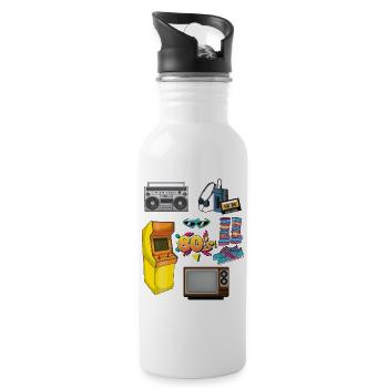 Retro Special 80er Jahre Objekte 1980er - Trinkflasche mit integriertem Trinkhalm - Weiß - Rechts